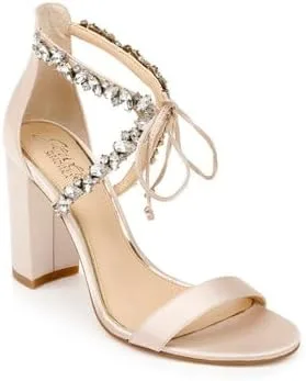 Miniatura 9 de Jewel Badgley Mischka Thamar Crystal Strappy Block Heel