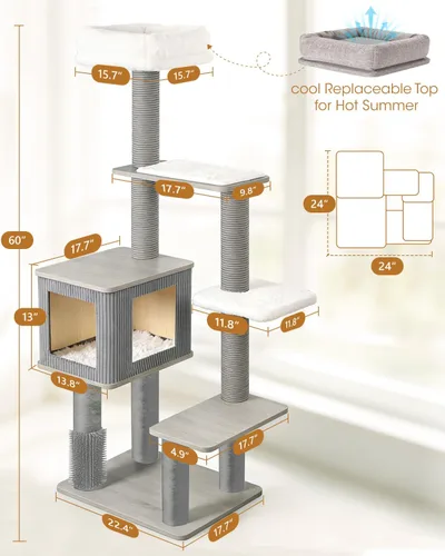 Miniatura 4 de Maine Coon - Árbol para gatos grandes, torre moderna de árbol para gatos con plataformas de felpa, árboles resistentes para gatos