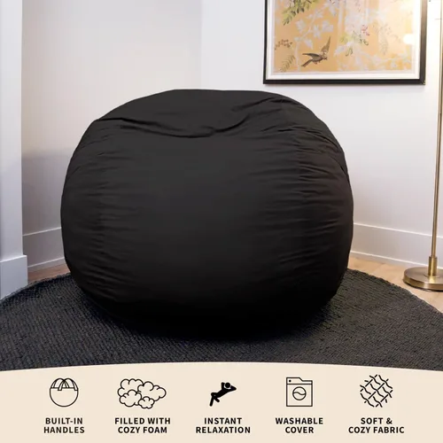 Miniatura 7 de Big Joe Fuf Silla Puf de Espuma de 5 Pies de Tamaño Extra Grande con Funda Extraíble para Niños, Adolescentes, Adultos, Onyx Lenox, Poliéster Tejido