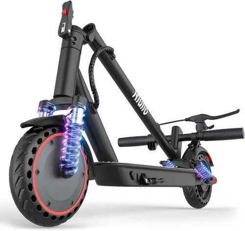 Miniatura 13 de Patinete eléctrico, motor de 350 W-500 W, 9 MPH a 22 MPH, rango de 10-41 millas, suspensión doble, freno dual, control de aplicación, scooter Naranja