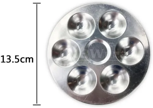 Miniatura 7 de NUOBESTY Bandeja redonda de pintura metálica de 6 pozos de aluminio para acuarela y modelo, mezcla de pintura portátil, suministros de arte