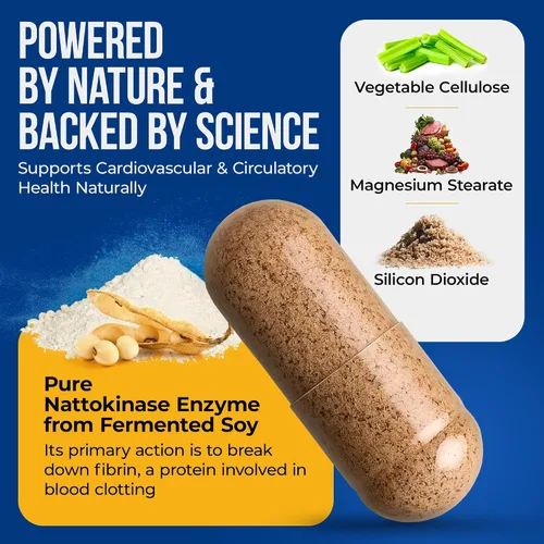 Miniatura 3 de Nature's Nectar Suplemento orgánico de nattoquinasa de 250 mg - Nattoquinasa de doble fuerza 5000 fu Anticoagulante natural que apoya la salud