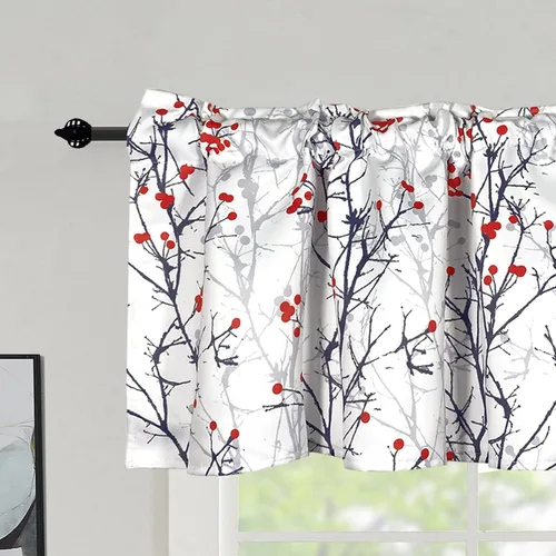 Miniatura 9 de poefun 4 Paneles de Cenefas de Cortinas Opacas para Ventanas/Dormitorio/Sala de Estar/Baño/Casa de Campo/Lavandería con Bolsillo para Barra 52 x 18