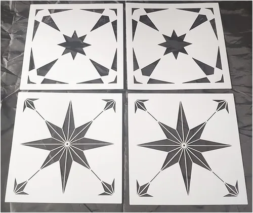 4 plantillas de azulejos reutilizables de 8 x 8 pulgadas, plantillas de concreto para patio, plantillas de piso para pintar pisos, plantillas de