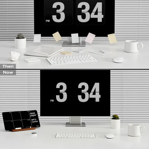 Miniatura 4 de Planificador semanal de cristal negro de escritorio, pizarra blanca de borrado en seco con soporte de madera desmontable, pequeño calendario