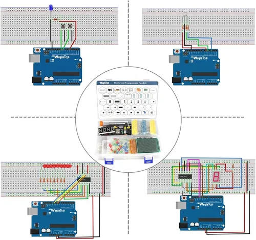 Miniatura 4 de Kit de Componentes Electrónicos de Diversión con E-Book, Kit de Inicio Electrónico Actualizado con Tablero de Montaje de Cables Puente, Kit