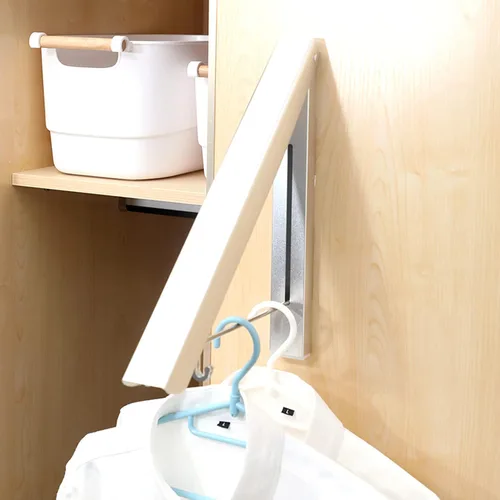 Miniatura 6 de Perchero plegable para colgar ropa, para colgar en la pared, colgador retráctil para ropa, fácil de instalar, fuerte carga y soporte de carga Blanco