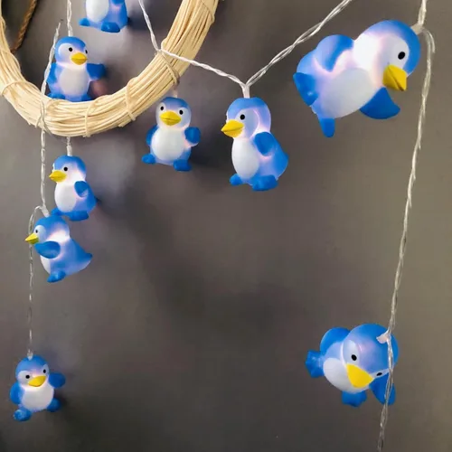 Miniatura 7 de Guirnalda de luces con forma de pingüino con forma de animal, funciona con pilas, luz nocturna de pingüino para decoración del hogar, fiesta, niños
