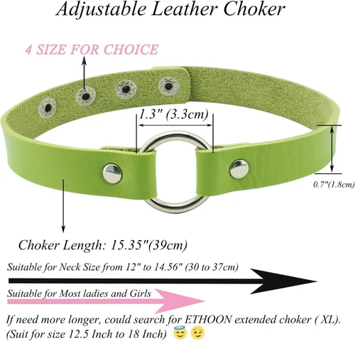 Miniatura 2 de Gargantilla de cuero ajustable, gargantilla punk circular suave de poliuretano para mujeres y niñas