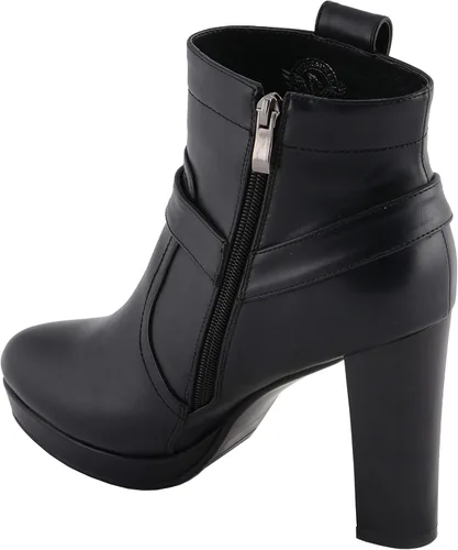 Miniatura 6 de Milwaukee Leather MBL9432 - Botines negros con arnés para mujer con tacón de bloque