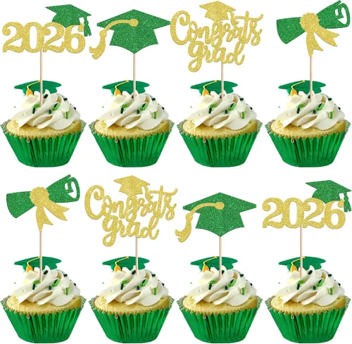 Miniatura 52 de 1 pieza de decoración para pastel de clase 2025 con purpurina, tapa de graduación 2025, decoración de pastel de felicitaciones para 2025, decoración