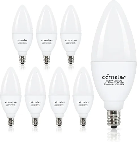 Miniatura 10 de comzler - Foco LED E12 de Candelabro, bombillas LED para ventilador de techo equivalentes a 60 W, focos LED de araña de luz diurna 5000K, bombilla