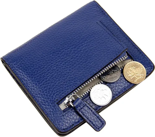 Miniatura 6 de BIG SALE-AINIMOER billetera de bolsillo pequeña con cremallera, plegable, compacta de cuero con bloqueo por identificación por radiofrecuencia