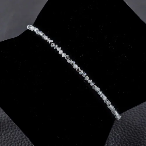 Miniatura 10 de Natural Gemstone Micro Round Beads Dainty Choker Bangle Bracelet, Handmade Jewelry for Women, Healing Chakra Crystals Silver Plated Chain 8 inch