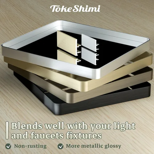 Miniatura 4 de TokeShimi Espejo de Tocador de Baño Dorado de 36 x 36 Pulgadas para Pared, Espejo Rectangular con Marco de Metal Mate Cepillado de Aleación de Oro