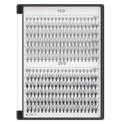 Miniatura 9 de Bodermincer Extensión de pestañas 240 piezas C Curl 10D/20D Cluster 8/9/10/11/12mm, 10/11/12/13/14mm, 12/13/14/15/16mm mezcladas; pestañas postizas
