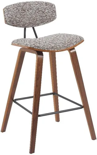 Miniatura 16 de Armen Living Fox - Taburete de bar moderno de mediados de siglo de piel sintética gris y madera negra de 25.5 pulgadas Piel sintética gris/negro