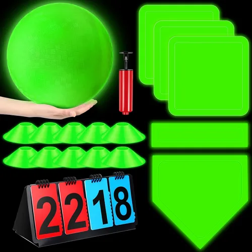 Miniatura 8 de Jenaai Juego de Kickball Deportivo de 18 Piezas Incluye Pelota de Patio de Juegos 5 Bases de Goma Plegables Bomba de Pelota Marcador Bolsa de Red 10