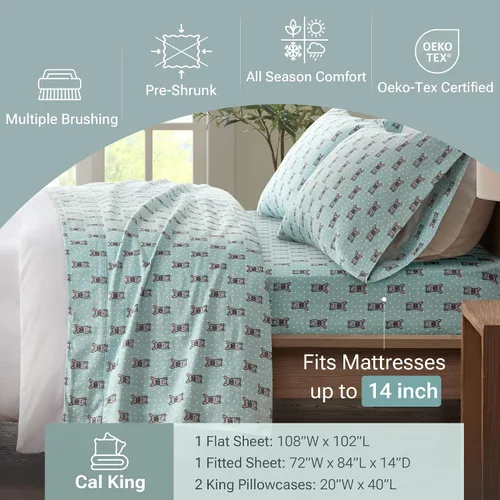 Miniatura 4 de True North by Sleep Philosophy - Juego de ropa de cama acogedora de franela cálida de 100 % algodón, estampado novedoso de animales y estrellas