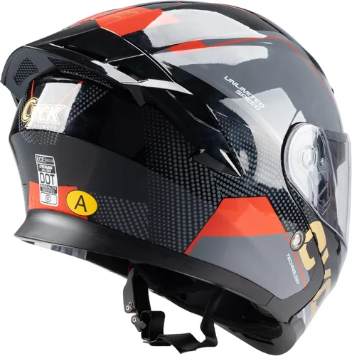 Casco integral para hombres y mujeres adultos con protector solar ahumado Negro Rojo Racing
