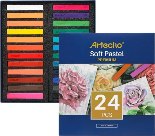 Miniatura 12 de Artecho 12 piezas de colores pastel suaves de neón, tiza cuadrada para dibujar, mezclar, capas, sombreado, suministros de arte pasteles