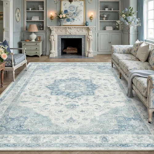 Miniatura 62 de PureCozy - Alfombra de área beige de 8 x 10, lavable, vintage, alfombra para sala de estar, dormitorio, gran alfombra suave retro de pelo bajo