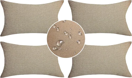 Miniatura 26 de Demetex Fundas de almohada de exterior de 16 x 16 pulgadas, impermeables, fundas de almohada decorativas de lino para sala de estar, balcón, jardín