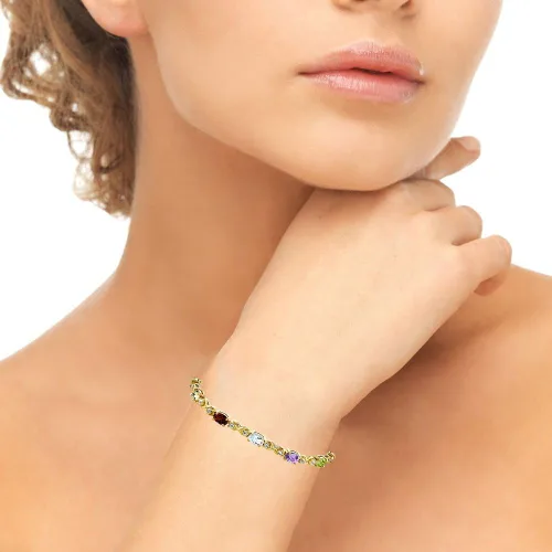 Miniatura 3 de B. BRILLIANT Sterling Silver Genuine, Created or Simulated Gemstone 6x4mm Oval Infinity Bracelet for Women