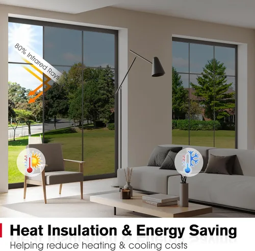 Miniatura 5 de Haton Película de privacidad unidireccional para ventana, tintado de ventana para el hogar, bloqueo UV solar, control de calor, película reflectante