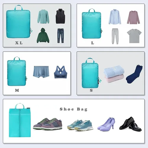 Miniatura 5 de BAGAIL 4 Set/6 Set Ultraligero Compresión Embalaje Cubos Organizador de Embalaje para Accesorios de Viaje Equipaje Maleta Mochila