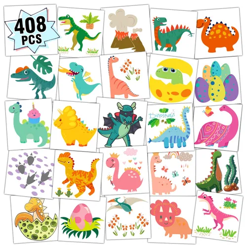 Miniatura 9 de Partywind 408 piezas de tatuajes infantiles para suministros de fiesta, hoja envuelta individualmente, calcomanías de tatuajes temporales para niños