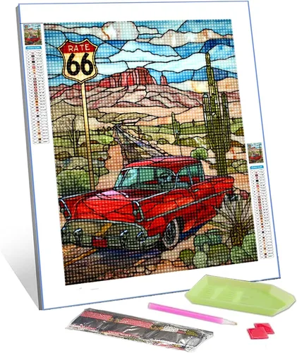 Miniatura 9 de Pintura de diamantes para plantas suculentas tropicales para adultos, arte de cristal de taladro completo 5D del desierto de Arizona, Estados