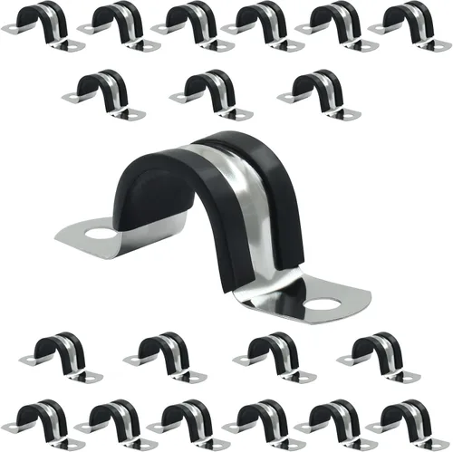 20 abrazaderas acolchadas de goma de acero inoxidable 304 de 25/32 pulgadas, correa de tubo en U de 0.787 pulgadas para instalación de tubos,