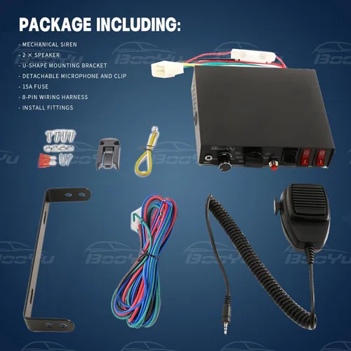 Miniatura 7 de Sirena de emergencia policial de 12 V 400 W para vehículos camiones, 9 tonos delgados altavoz bocina alarma sistema PA para ambulancia de bomberos