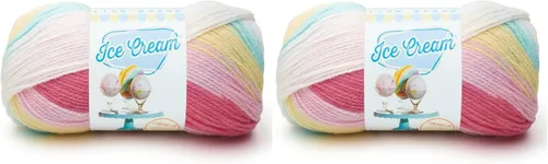 Miniatura 12 de Lion Brand Yarn, Hilo para Bebé Ice Cream para tejer, ganchillo y manualidades, Baseball Nut, 1 paquete, fibra acrílica colorida de peso DK