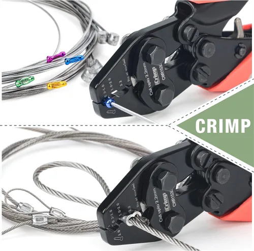 Miniatura 4 de iCrimp CWR1522 Herramienta de prensado de cable con función de corte para barandillas de cable, crimpado manual de mangas ovaladas de aluminio