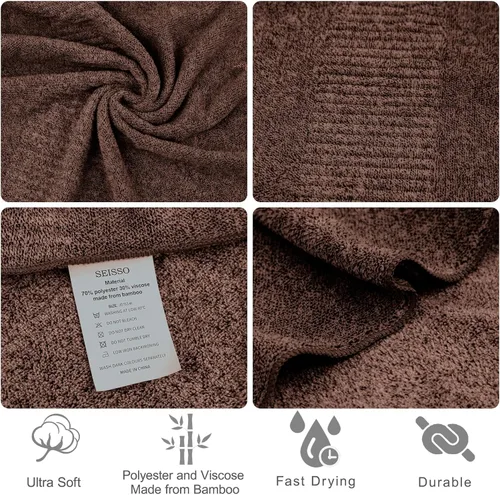 Miniatura 3 de SEISSO Toallas de baño, extra absorbentes y de secado rápido, toallas de fibra ligera, toalla de baño grande y suave de primera calidad
