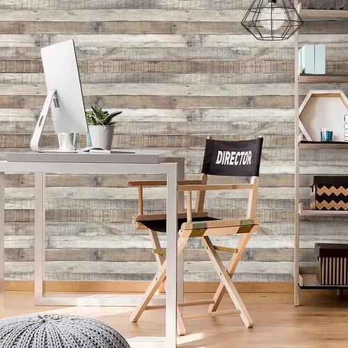 Miniatura 2 de Yun-aeon Papel de Contacto de Madera Natural Gris Madera Papel Tapiz Despegar y Pegar 17.3" x 80" Autoadhesivo Removible Vintage Imitación Madera