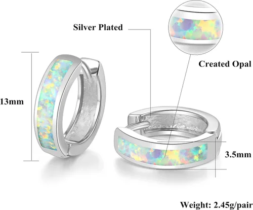 Miniatura 246 de CiNily Aretes Huggie de ópalo con bisagras, chapados en oro, hipoalergénicos, pequeños aretes de aro para mujeres, adolescentes, niñas, hombres