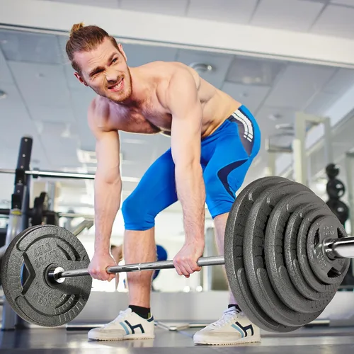 Miniatura 6 de Fitvids - Disco de pesas de hierro fundido olímpico de 2 pulgadas para entrenamiento de fuerza y levantamiento de pesas, varios tamaños