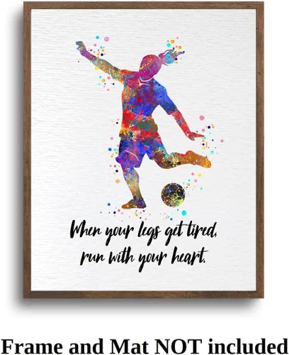Miniatura 7 de Dignovel Studios Póster de impresión artística de acuarela con cita inspiradora de 8 x 10 pulgadas sin marco, decoración de pared de fútbol femenino