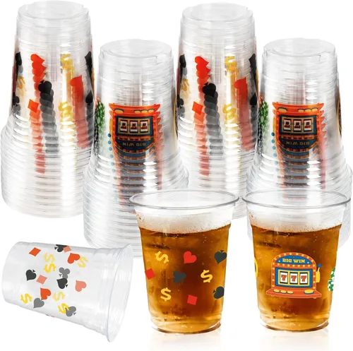 Miniatura 10 de Vasos de decoración de fiestas temáticas de los años 90, 50 vasos de plástico desechables de 16 onzas para música retro, hip hop, baile de regreso a