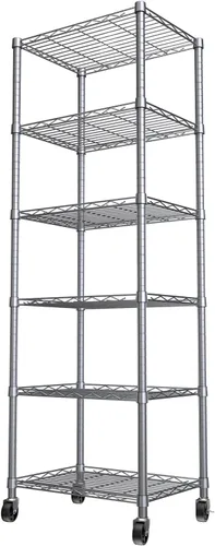 Miniatura 18 de REGILLER Estantería de alambre de acero de 6 niveles, unidad de almacenamiento con estantes ajustables para lavandería, baño, cocina, despensa, Negro