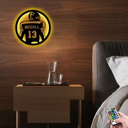 Miniatura 4 de Arte de pared de hockey con nombre y número personalizado, letrero de metal personalizado para jugador de hockey con luz LED, letrero de neón