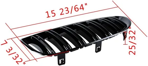 Miniatura 3 de Corp - Parrilla delantera negra brillante para riñón deportiva compatible con BMW E63 E64 650i 650Ci 645Ci M6 2DR 2004-2010 (doble línea)