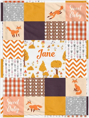 Miniatura 10 de Manta de bebé personalizada con nombre para niños y niñas, manta personalizada con temática de bosque, ropa de cama de franela suave para recién