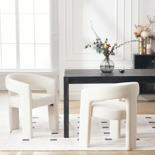 Miniatura 23 de Modern Barrel - Silla de comedor tapizada con brazos, cómoda silla auxiliar de terciopelo para sala de estar, oficina en casa, recepción