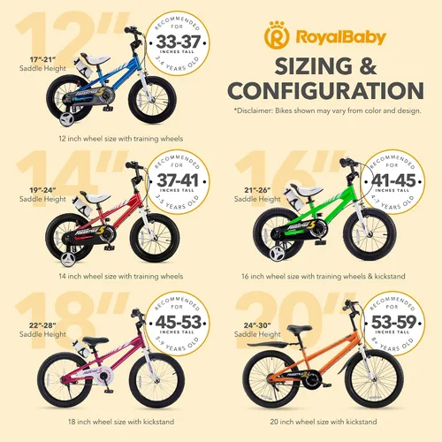 Miniatura 10 de RoyalBaby Freestyle Kids Bike 12 14 16 18 20 Inch Bicycle for Boys Girls Ages 3-10 Years, Multiple Color Options