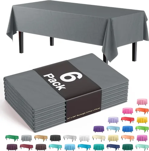 Miniatura 14 de Party Solids Paquete de 6 manteles de plástico prémium de 54 pulgadas x 108 pulgadas. Cubierta de mesa rectangular de plástico - Aqua