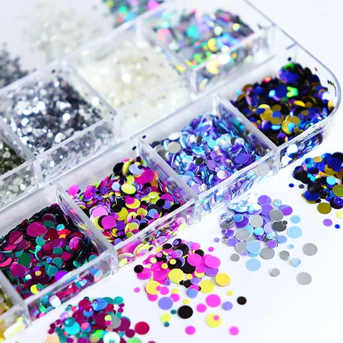 Miniatura 2 de AddFavor Kit de 4 cajas de lentejuelas con purpurina para uñas, formas mixtas, mariposa holográfica, flor, corazón redondo, copos de arte de uñas